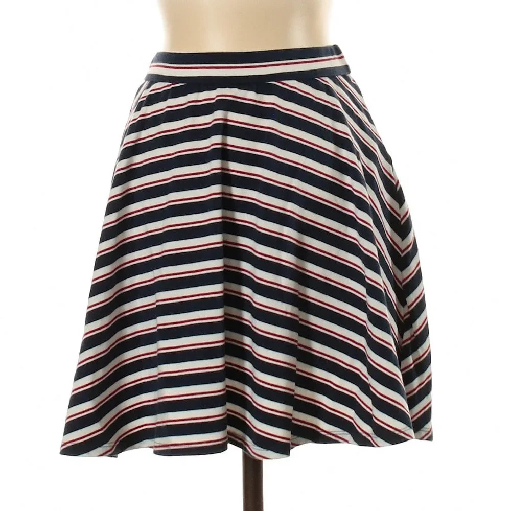 Hollister Navy A-Line Striped Skirt | Size S - Picture 4 of 10